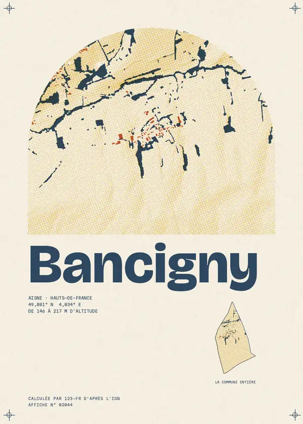 Affiche de Bancigny, calculée par 123-fr d'après l'IGN