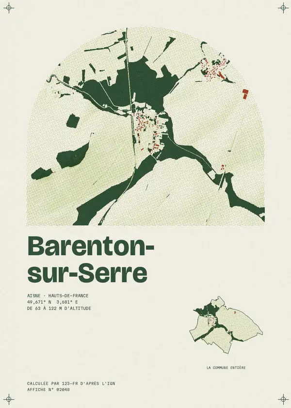 Affiche de Barenton-sur-Serre, calculée par 123-fr d'après l'IGN