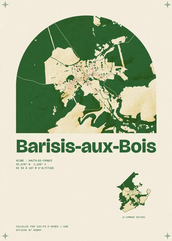 Affiche de Barisis-aux-Bois, calculée par 123-fr d'après l'IGN