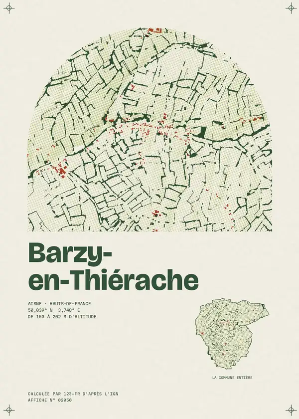 Affiche de Barzy-en-Thiérache, calculée par 123-fr d'après l'IGN