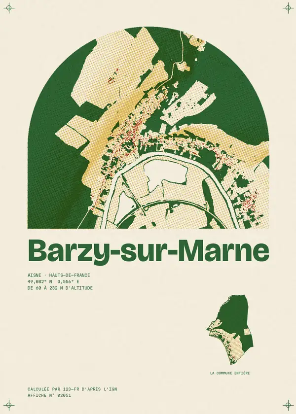 Affiche de Barzy-sur-Marne, calculée par 123-fr d'après l'IGN