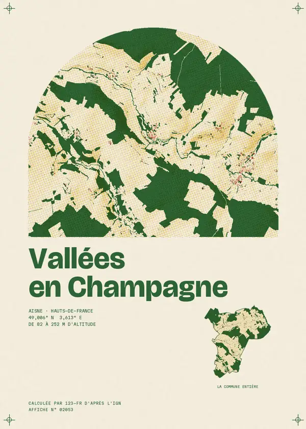 Affiche de Vallées en Champagne, calculée par 123-fr d'après l'IGN