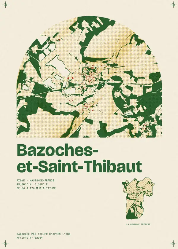 Affiche de Bazoches-et-Saint-Thibaut, calculée par 123-fr d'après l'IGN