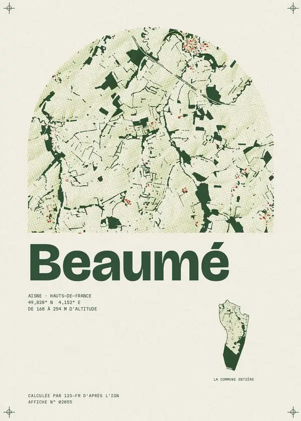 Affiche de Beaumé, calculée par 123-fr d'après l'IGN