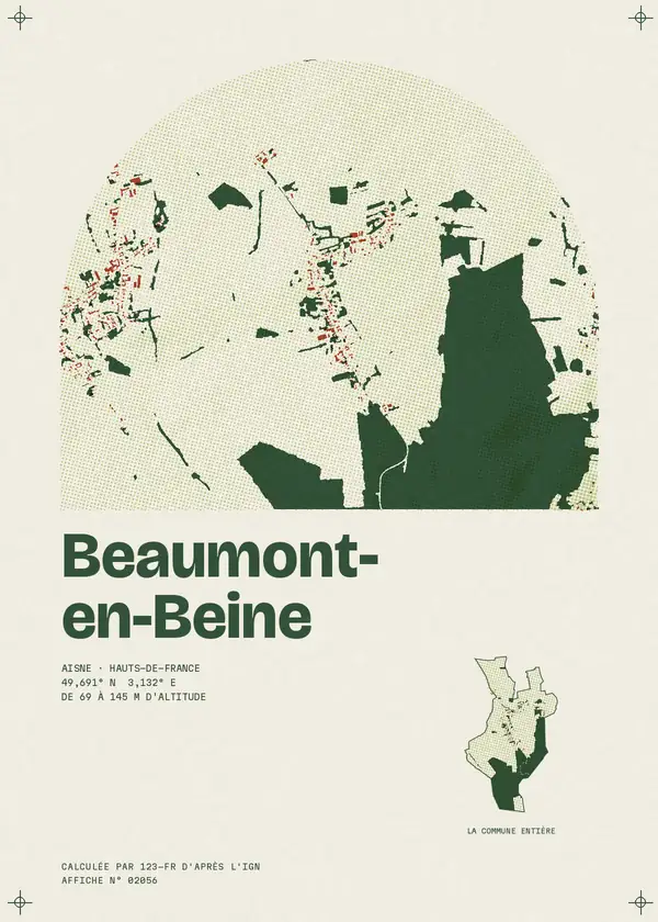 Affiche de Beaumont-en-Beine, calculée par 123-fr d'après l'IGN