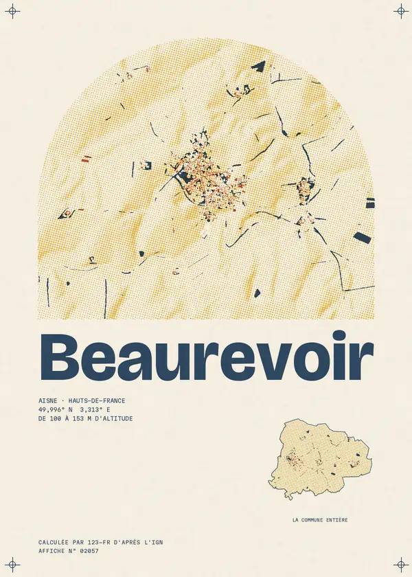 Affiche de Beaurevoir, calculée par 123-fr d'après l'IGN