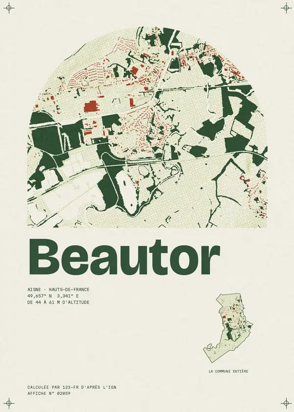 Affiche de Beautor, calculée par 123-fr d'après l'IGN