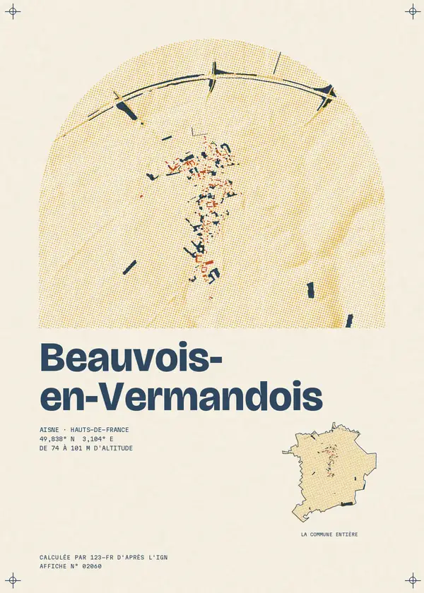 Affiche de Beauvois-en-Vermandois, calculée par 123-fr d'après l'IGN