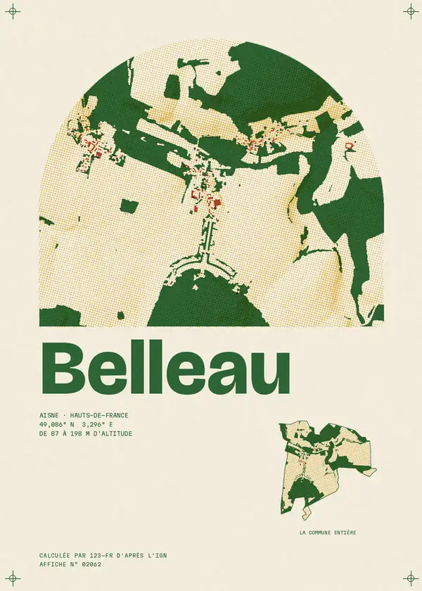 Affiche de Belleau, calculée par 123-fr d'après l'IGN