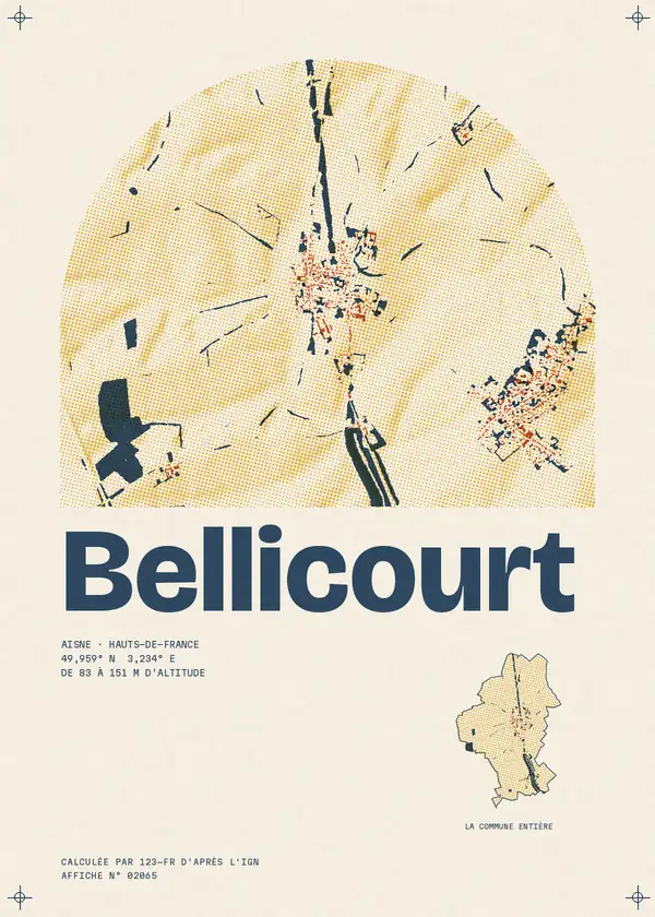 Affiche de Bellicourt, calculée par 123-fr d'après l'IGN