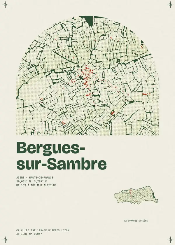 Affiche de Bergues-sur-Sambre, calculée par 123-fr d'après l'IGN
