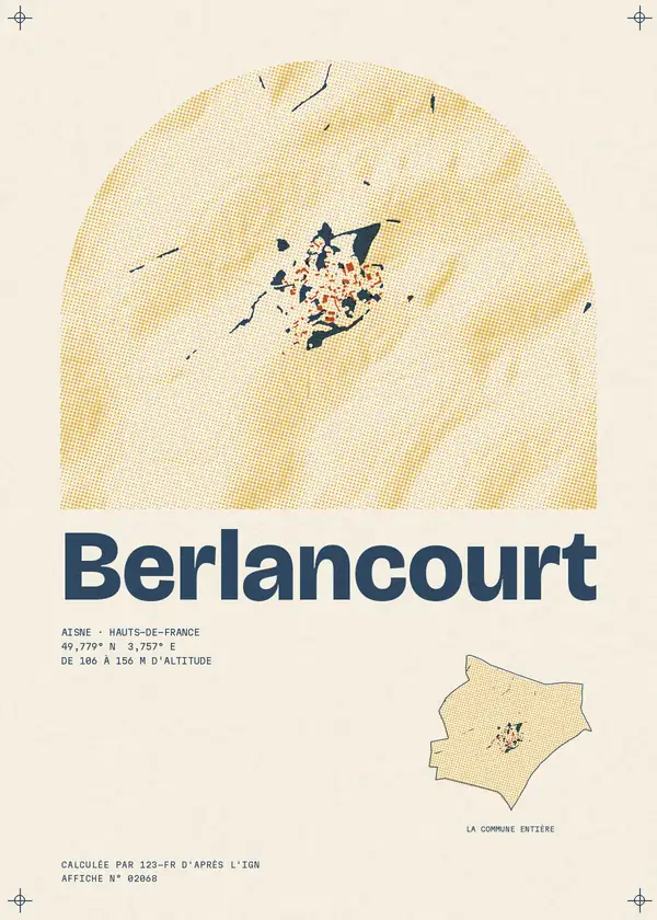 Affiche de Berlancourt, calculée par 123-fr d'après l'IGN