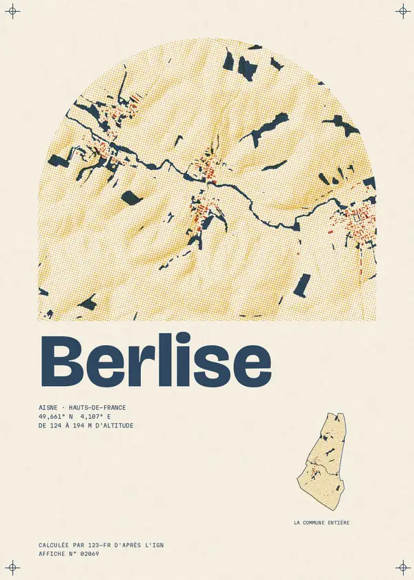 Affiche de Berlise, calculée par 123-fr d'après l'IGN