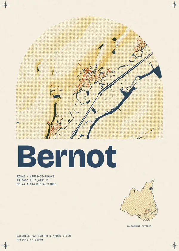 Affiche de Bernot, calculée par 123-fr d'après l'IGN