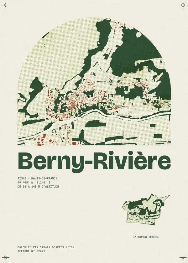Affiche de Berny-Rivière, calculée par 123-fr d'après l'IGN