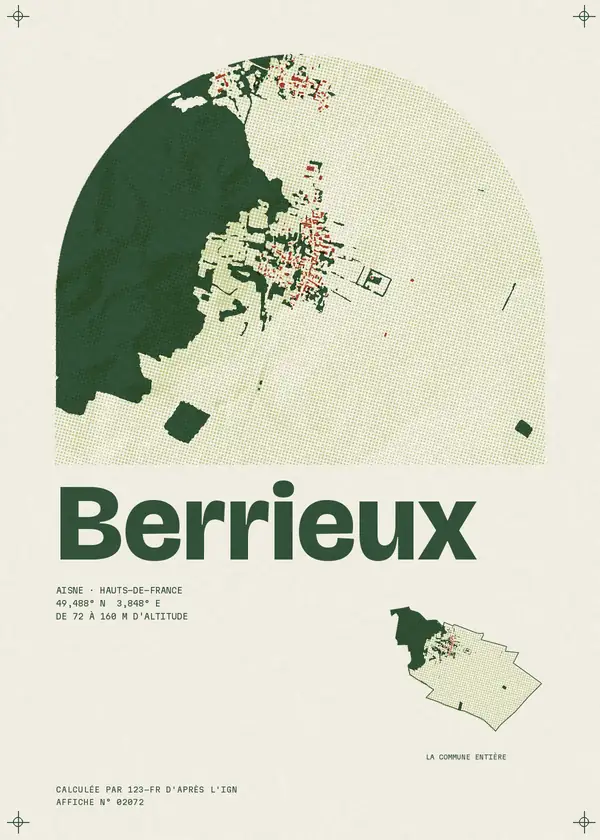 Affiche de Berrieux, calculée par 123-fr d'après l'IGN
