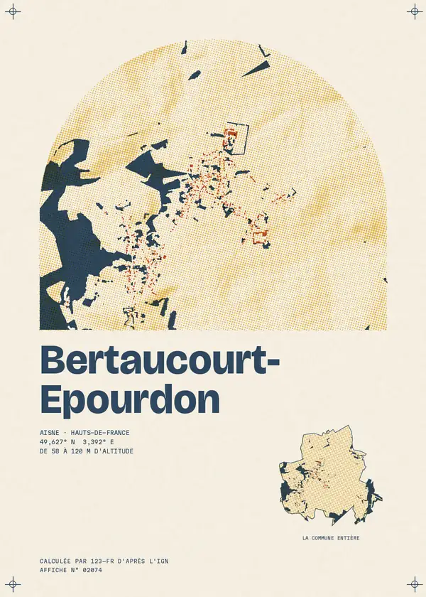 Affiche de Bertaucourt-Epourdon, calculée par 123-fr d'après l'IGN