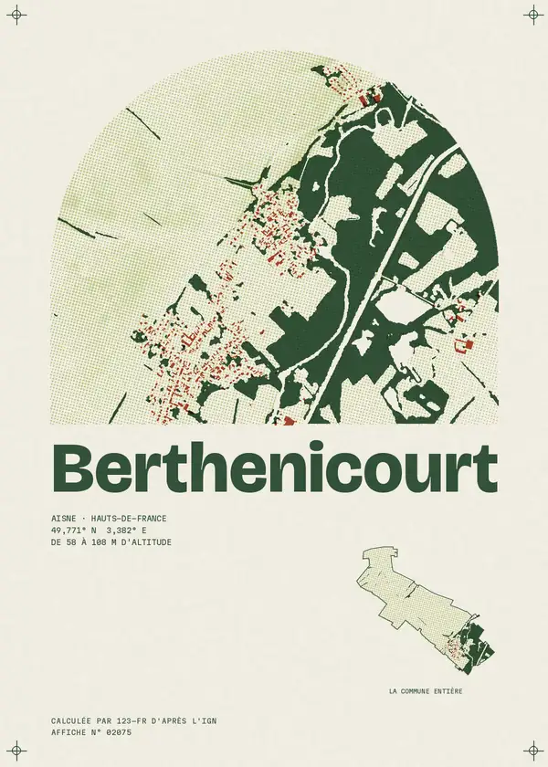 Affiche de Berthenicourt, calculée par 123-fr d'après l'IGN