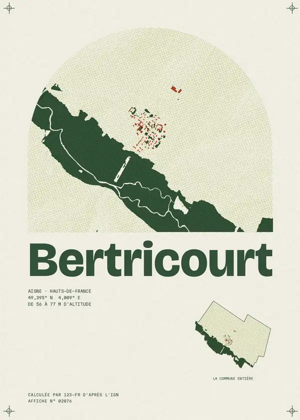Affiche de Bertricourt, calculée par 123-fr d'après l'IGN