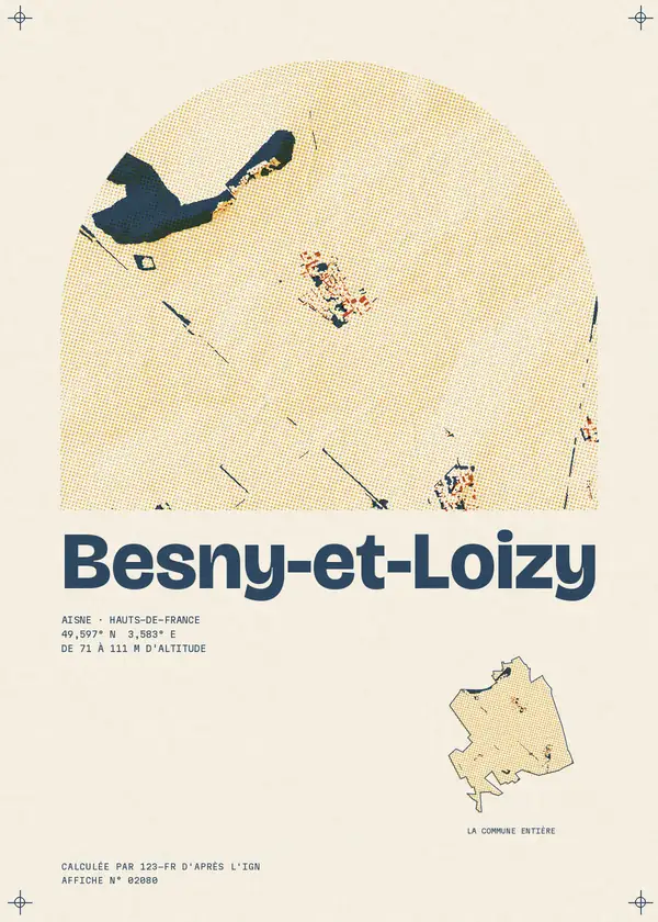 Affiche de Besny-et-Loizy, calculée par 123-fr d'après l'IGN