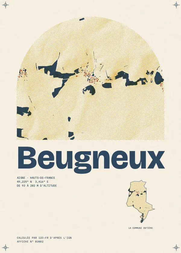 Affiche de Beugneux, calculée par 123-fr d'après l'IGN