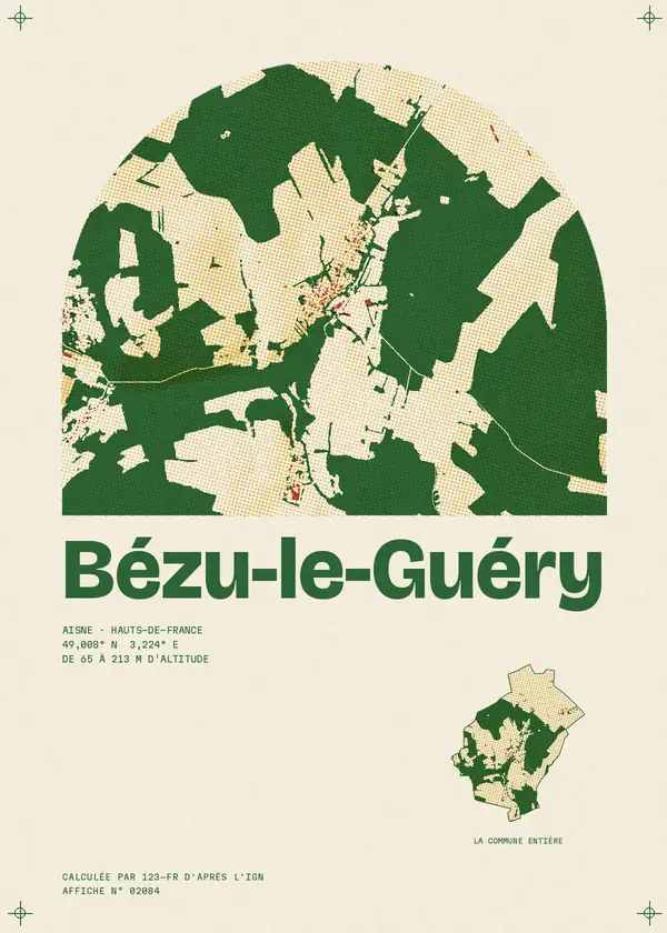 Affiche de Bézu-le-Guéry, calculée par 123-fr d'après l'IGN