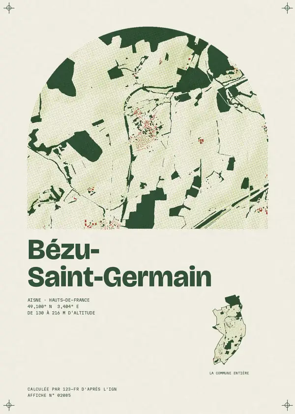 Affiche de Bézu-Saint-Germain, calculée par 123-fr d'après l'IGN