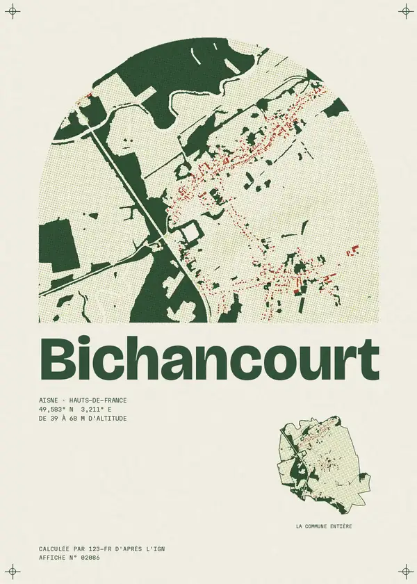 Affiche de Bichancourt, calculée par 123-fr d'après l'IGN
