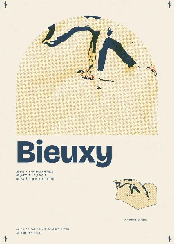 Affiche de Bieuxy, calculée par 123-fr d'après l'IGN