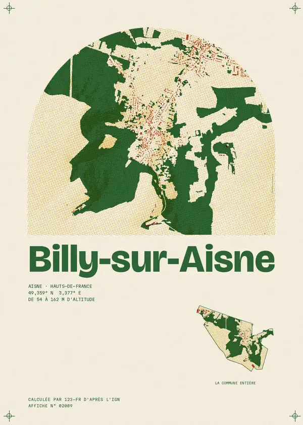 Affiche de Billy-sur-Aisne, calculée par 123-fr d'après l'IGN