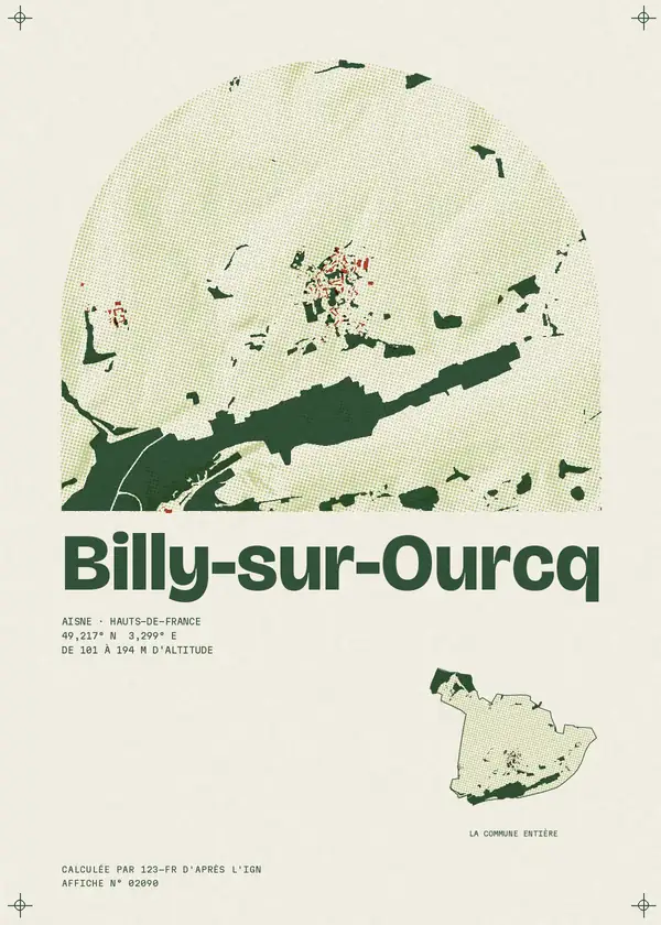 Affiche de Billy-sur-Ourcq, calculée par 123-fr d'après l'IGN
