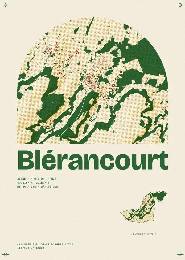 Affiche de Blérancourt, calculée par 123-fr d'après l'IGN