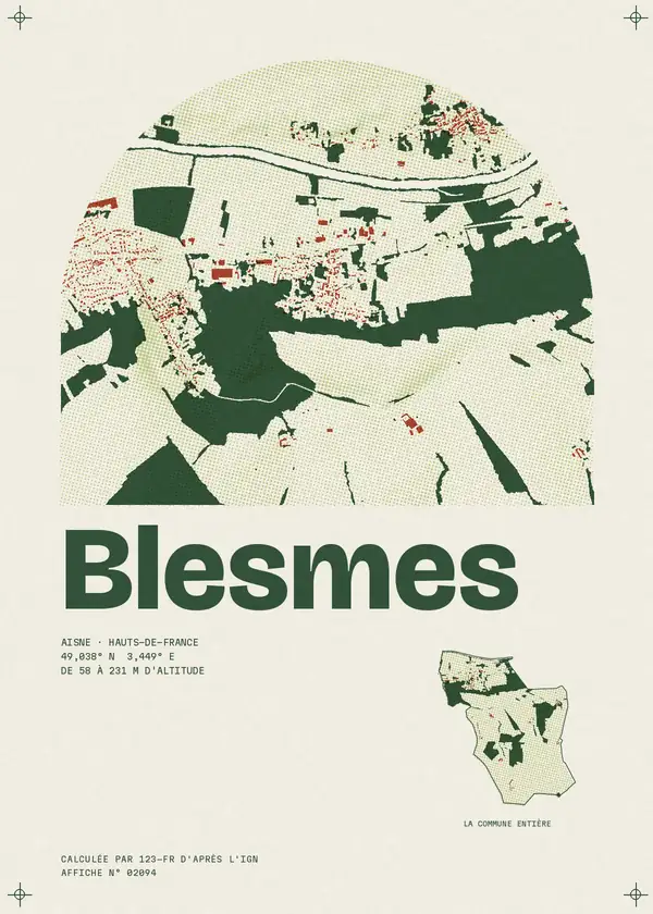 Affiche de Blesmes, calculée par 123-fr d'après l'IGN