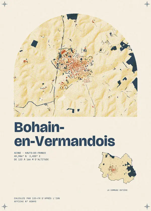 Affiche de Bohain-en-Vermandois, calculée par 123-fr d'après l'IGN