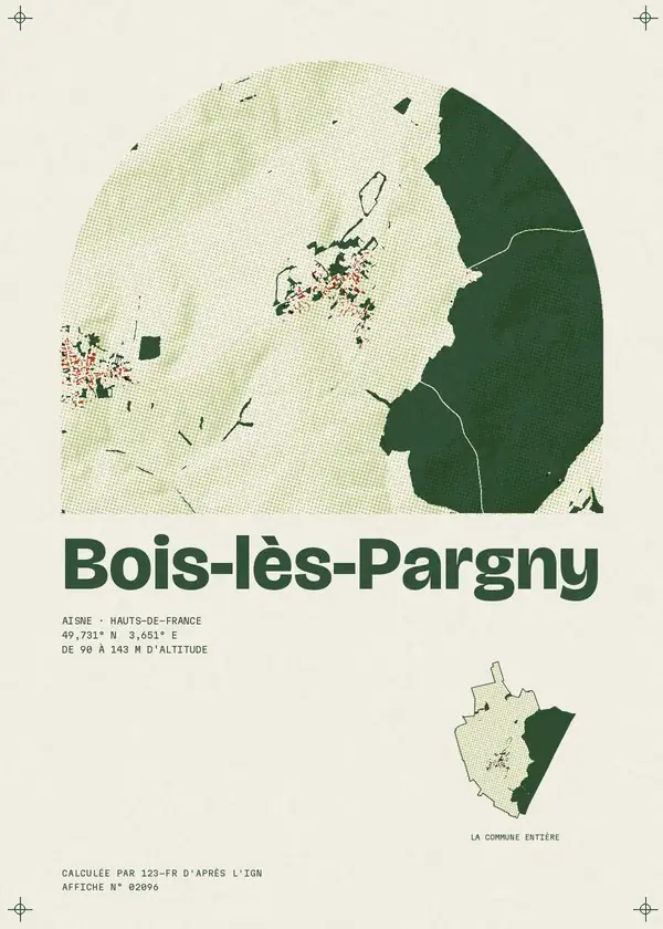 Affiche de Bois-lès-Pargny, calculée par 123-fr d'après l'IGN