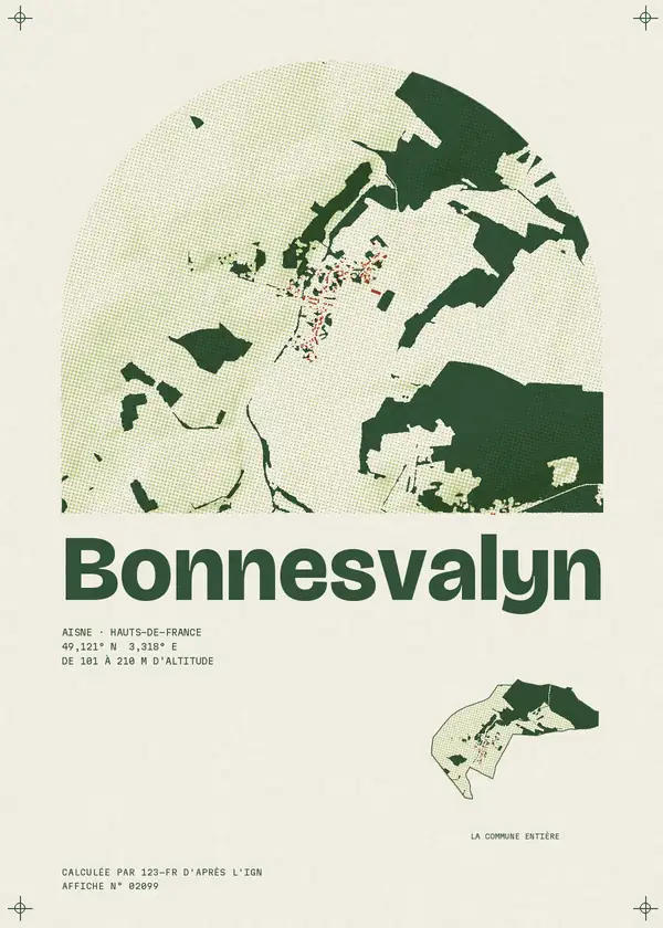 Affiche de Bonnesvalyn, calculée par 123-fr d'après l'IGN