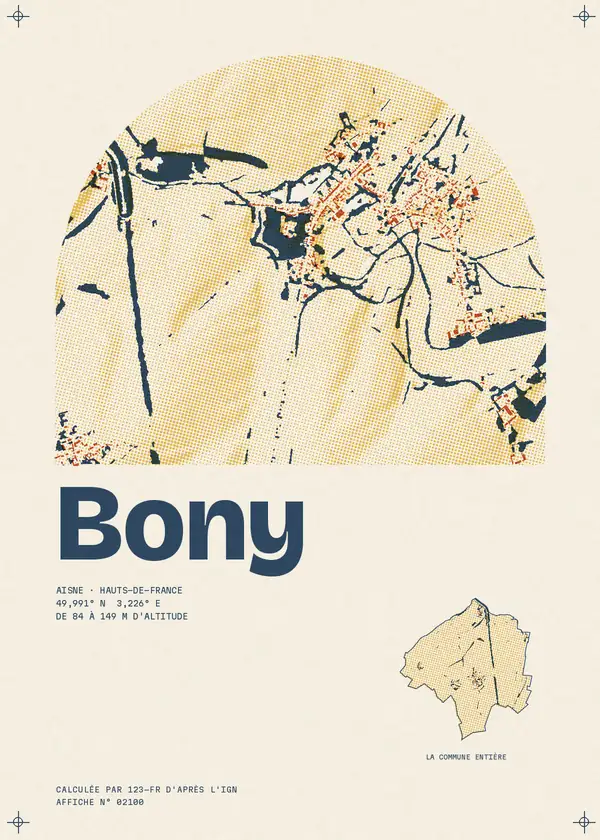 Affiche de Bony, calculée par 123-fr d'après l'IGN