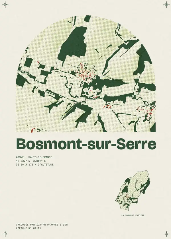 Affiche de Bosmont-sur-Serre, calculée par 123-fr d'après l'IGN