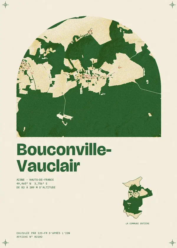 Affiche de Bouconville-Vauclair, calculée par 123-fr d'après l'IGN