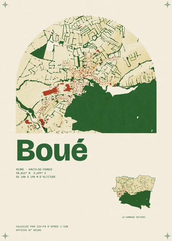 Affiche de Boué, calculée par 123-fr d'après l'IGN