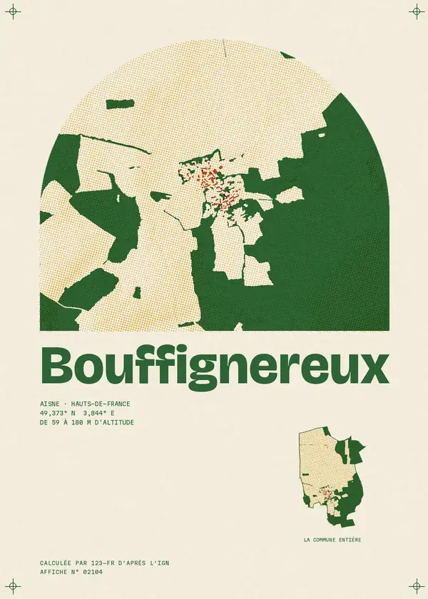 Affiche de Bouffignereux, calculée par 123-fr d'après l'IGN