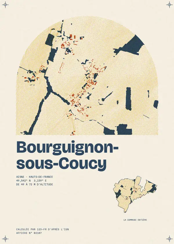 Affiche de Bourguignon-sous-Coucy, calculée par 123-fr d'après l'IGN