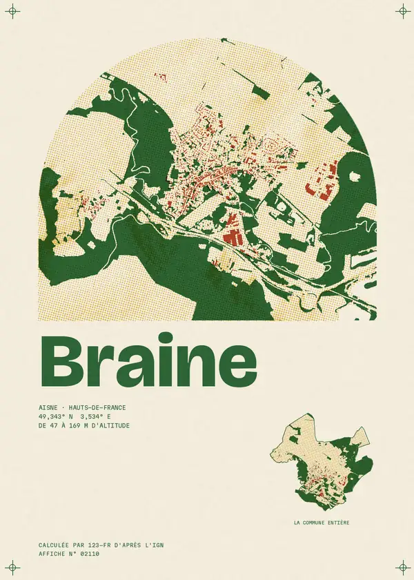 Affiche de Braine, calculée par 123-fr d'après l'IGN