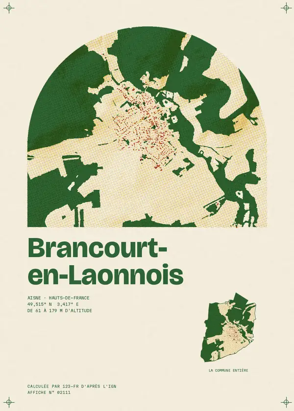 Affiche de Brancourt-en-Laonnois, calculée par 123-fr d'après l'IGN