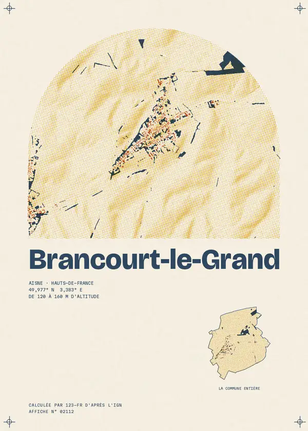 Affiche de Brancourt-le-Grand, calculée par 123-fr d'après l'IGN