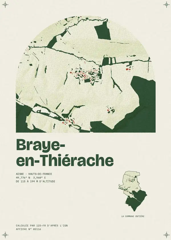Affiche de Braye-en-Thiérache, calculée par 123-fr d'après l'IGN