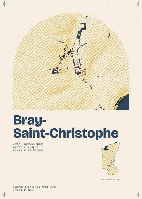 Affiche de Bray-Saint-Christophe, calculée par 123-fr d'après l'IGN
