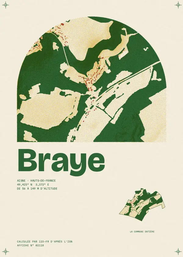 Affiche de Braye, calculée par 123-fr d'après l'IGN