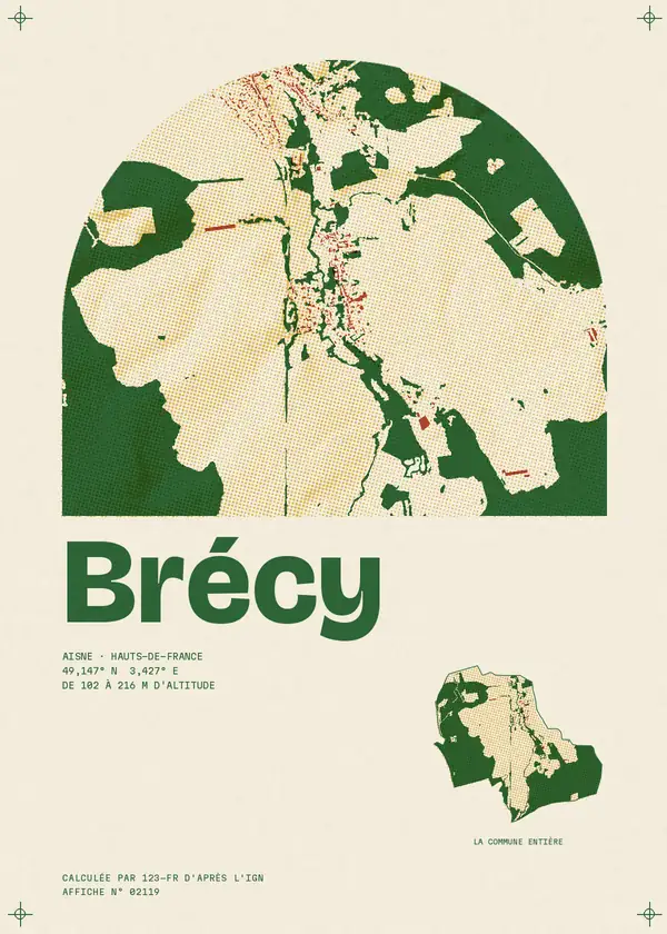 Affiche de Brécy, calculée par 123-fr d'après l'IGN