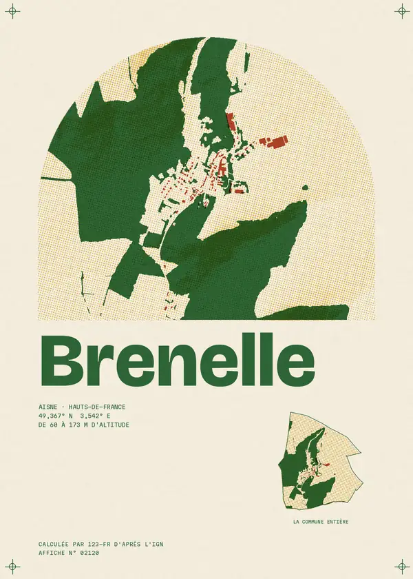 Affiche de Brenelle, calculée par 123-fr d'après l'IGN